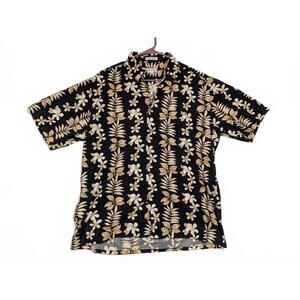 Pierre Cardin Stylish Hawaiian Floral Short Sleeve Shirt Size Large 100% Cotton